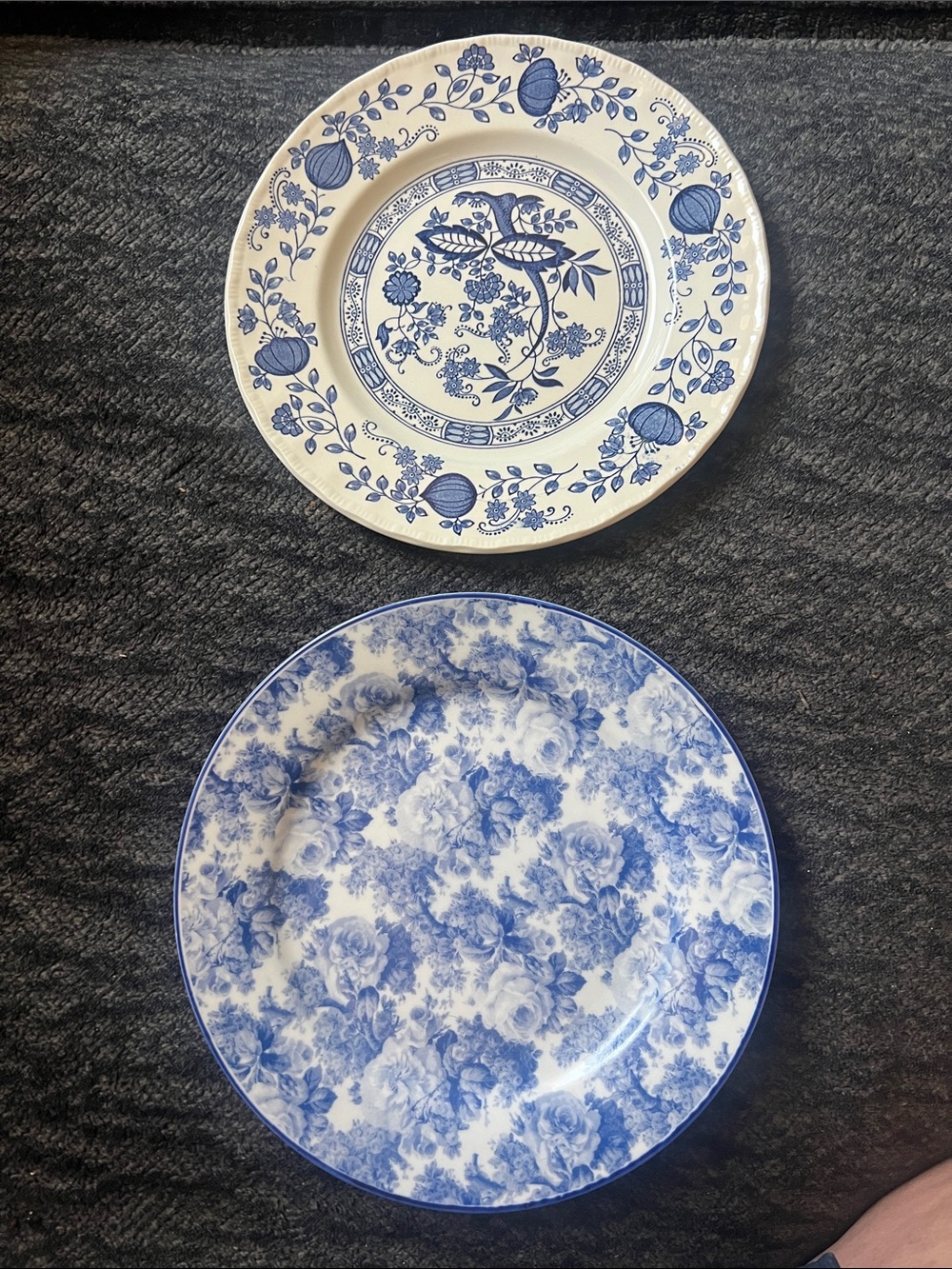 Blue Floral Ceramic Dinner Plates- White & Blue